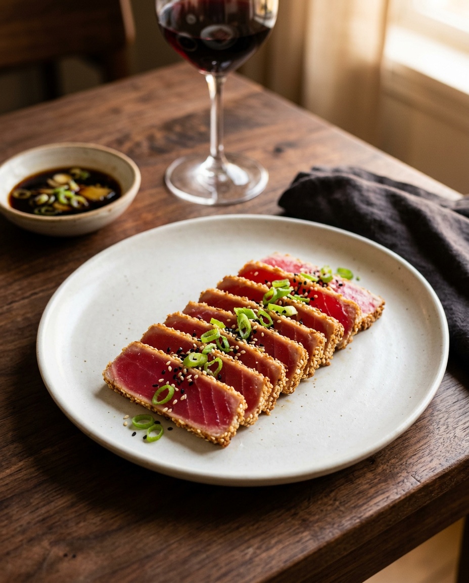 ahi tuna steak recipes — finished dish ready to eat.