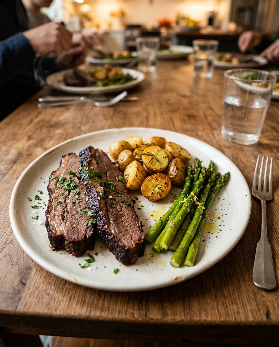 beef brisket recipe oven served dinner plating