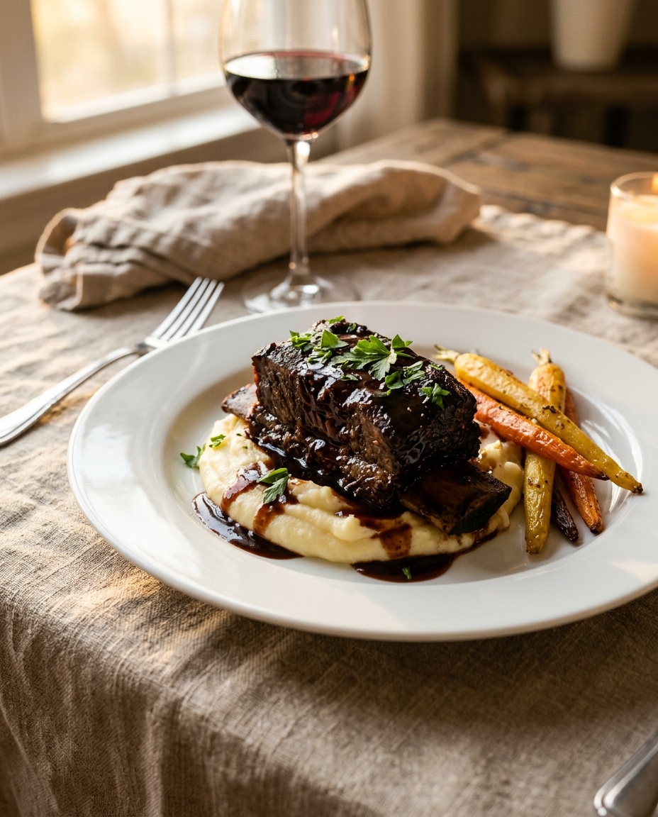 served beef short ribs recipe oven on mashed potatoes