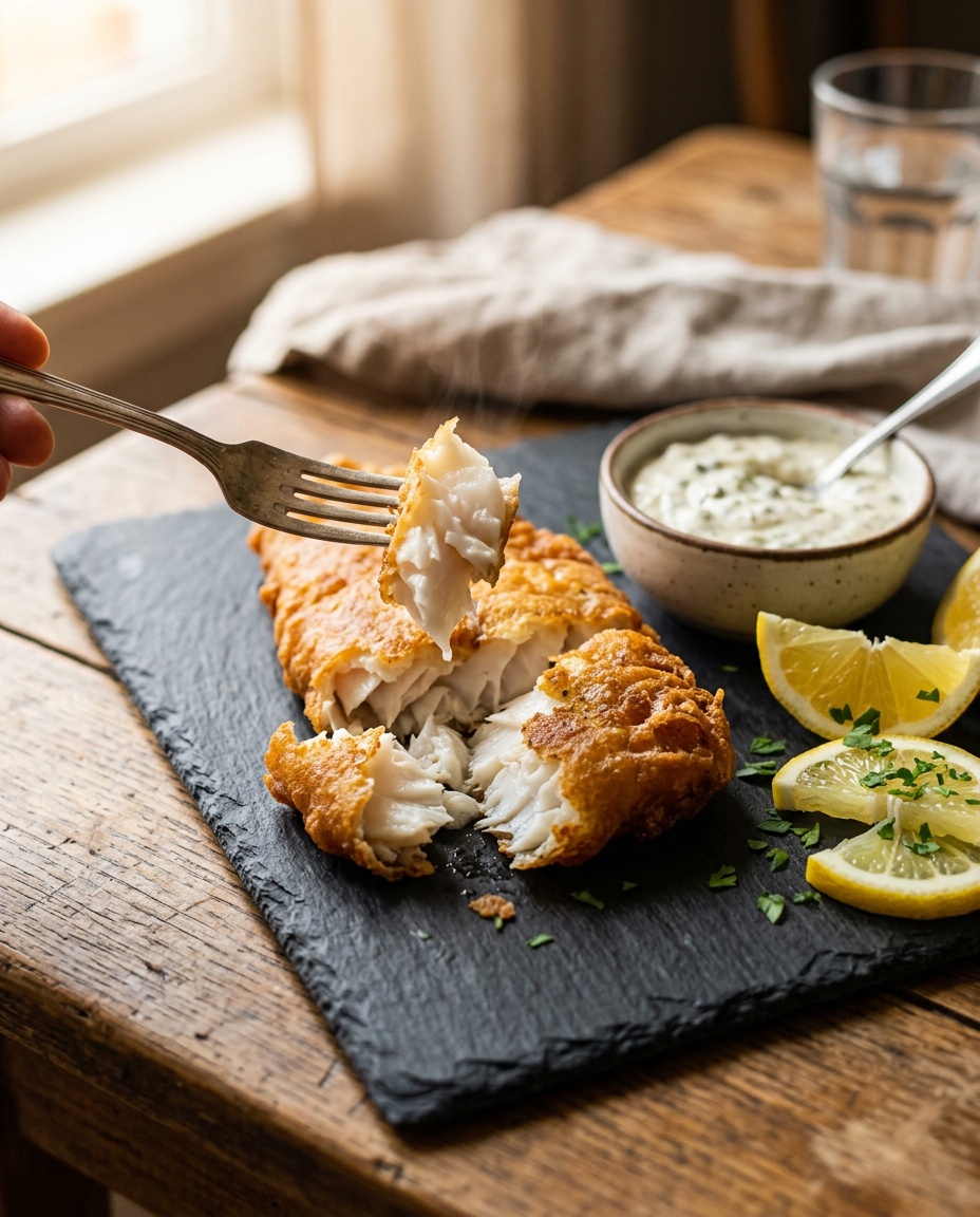 air fryer fish recipes final dish showing flaky interior