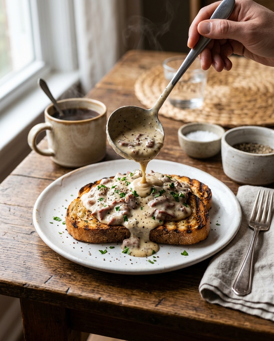 final plate of creamed chipped beef recipe