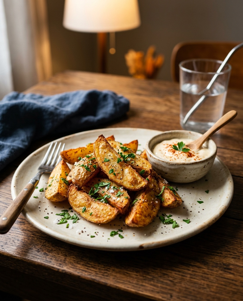 air fryer potatoes recipes finished golden brown crispy serving
