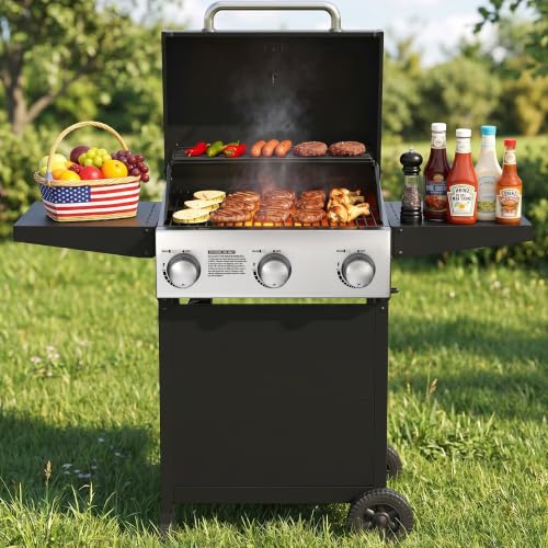 Veralune 3 Burner Gas Grill, Outdoor Propane Grill with...