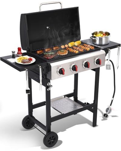 GRILL DEPOTS 4 Burner Propane Gas Grill, Portable BBQ.