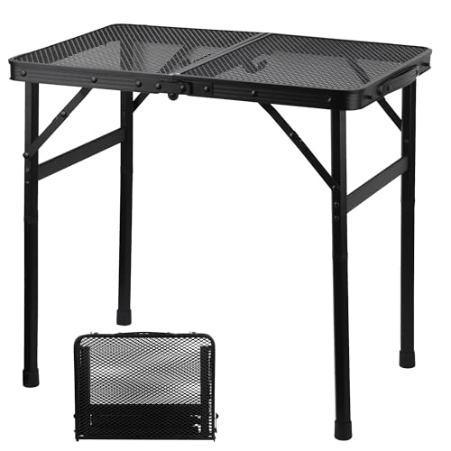 GREGIN Folding Camping Grill Table, Outdoor Metal Table....