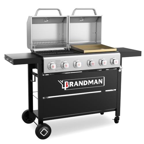 Brand-Man 6-Burner Propane Gas Grill Griddle Combo Outdoor...