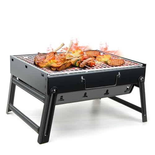 Kizmyee BBQ Barbecue Grill, Portable Folding Charcoal...