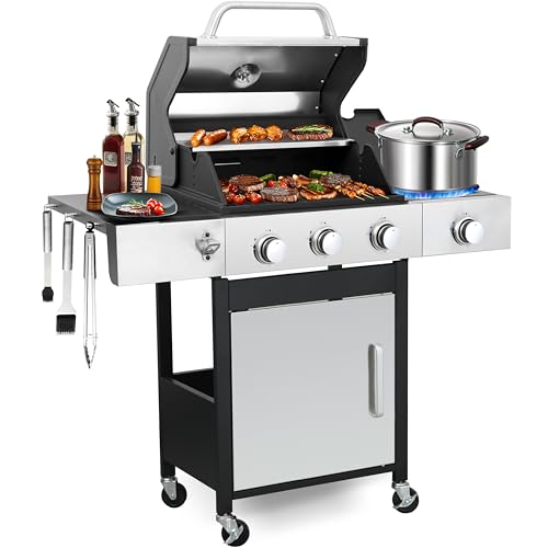 39000 BTU Output Propane Gas Grill with Side Burner.