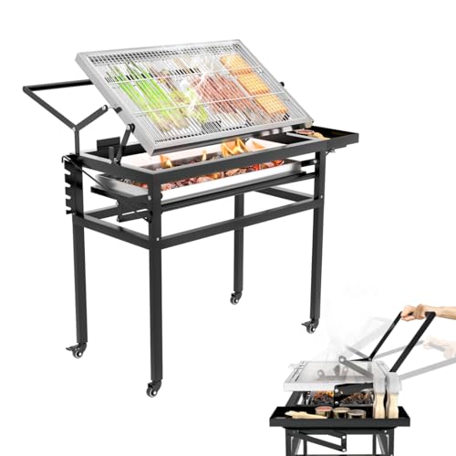 SQXLXDD Rotating Flip Charcoal Grill for Outdoor Camping...