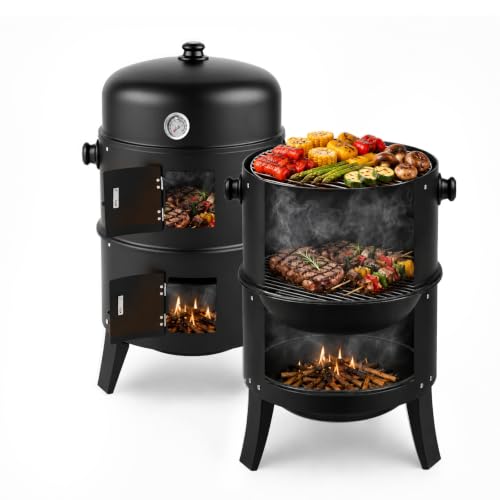 VINGLI 18 Inch Multi-Layer Charcoal BBQ Smoker Grill