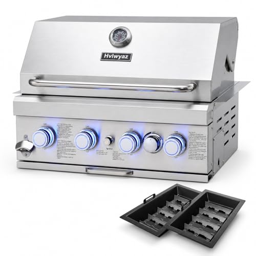 Hvlwyaz Built In Gas Grill, 28-Inch 4-Burner Propane Combo