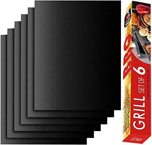 RENOOK Grill Mat Set of 6, Non-Stick, 15.75x13 Inch.