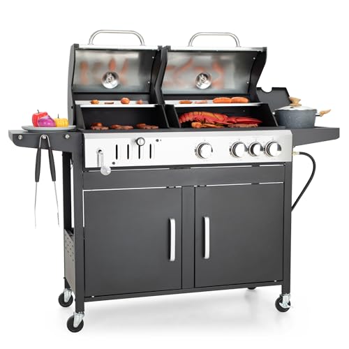 Captiva Designs Propane Gas and Charcoal Grill Combo Black