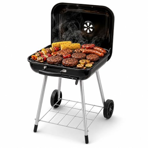 17.5-Inch Charcoal Kettle Grill with Wheels, 302 Sq In Grate