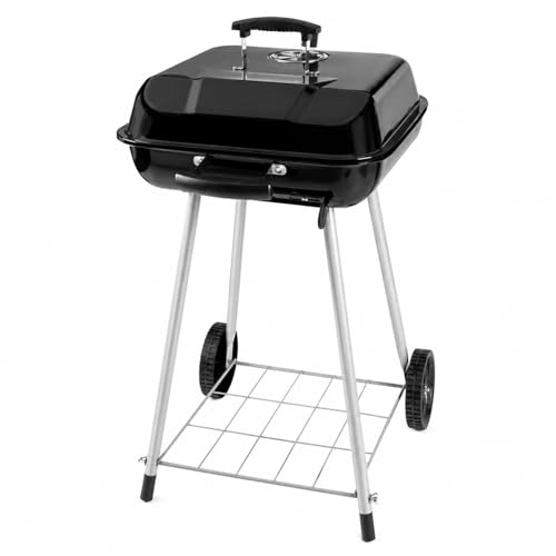 17.5 Inch Square Charcoal Grill with Wheels, Portable...