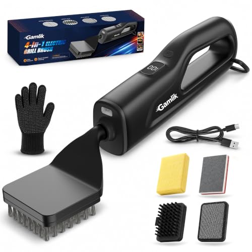 Electric Grill Brush with LED Light, Grill Cleaner Black.