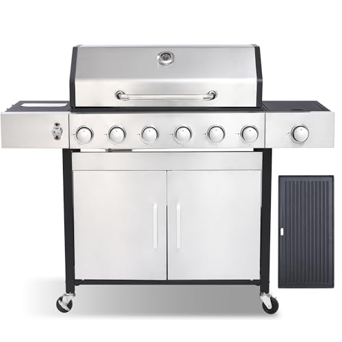LMNOCHM 6-Burner Propane Gas Grill and Griddle Combo.