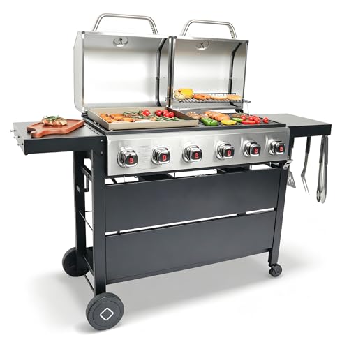 Flintex Grill Griddle Combo,6-Burner Propane Gas Combo...
