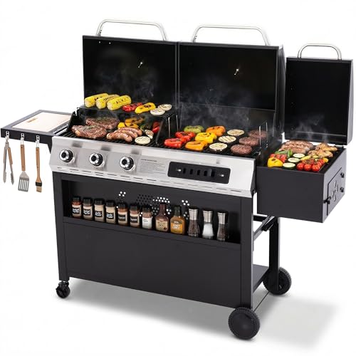 Sophia & William 3-Burner Gas and Charcoal Grill Combo.