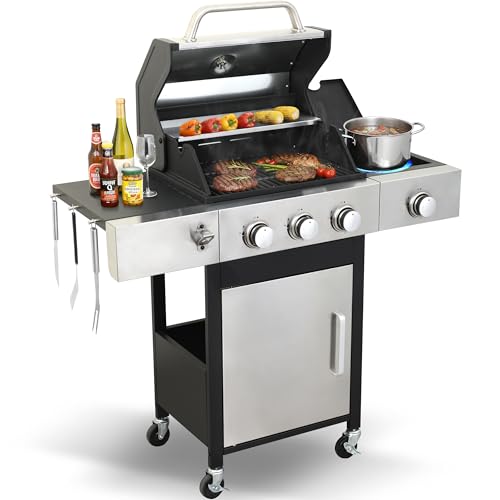 IdeaMaxx 3-Burner Propane Gas Grill 39,000 BTU with Side...