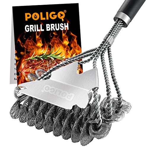 POLIGO BBQ Grill Cleaning Brush Bristle Free with Scraper