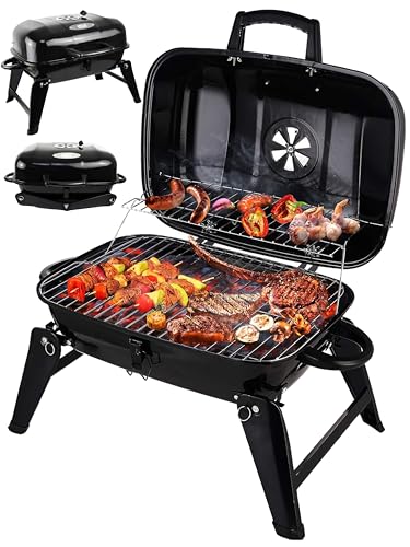 Grill Trade Portable Charcoal Grill - Mini BBQ Tabletop...