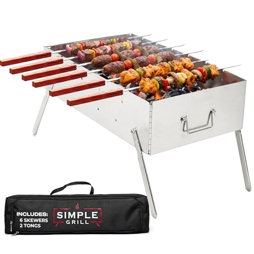 TSG Portable Stainless Steel Mangal Charcoal Grill for...