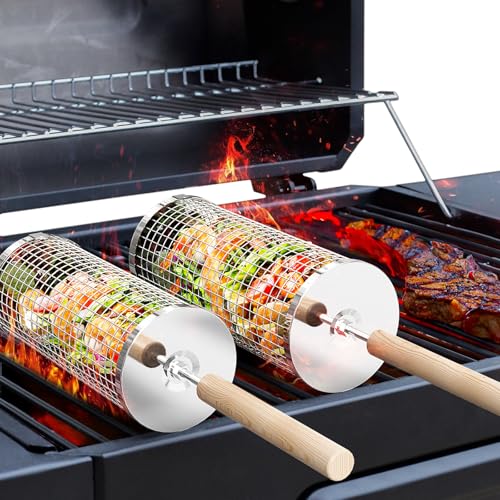 Rolling Grill Basket, Grilling Accessories, Outdoor...