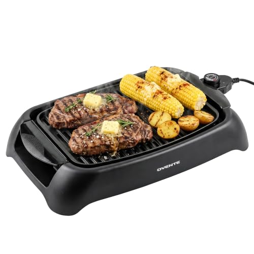 OVENTE Electric Indoor Grill, 13x10 Inch Non-Stick Plate,...