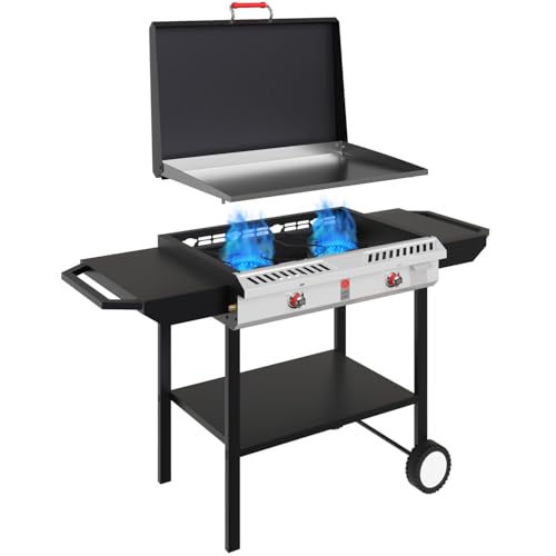 GasOne 2-Burner Propane Stove with Flat Top Grill