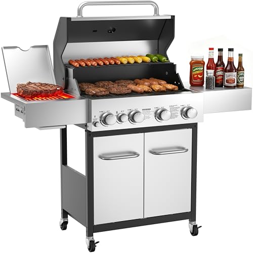Veralune 4 Burner Gas Grill with 1 Infrared Side Burner