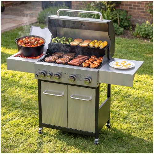 Veralune 4 Burner Gas Grill with Infrared Side Burner.