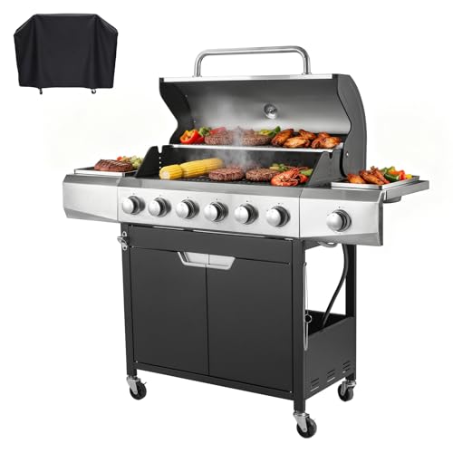 Endark Upgraded 68,500 BTU 6-Burner Propane Gas Grill