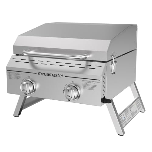 Megamaster Tabletop 2 Burner Gas Grill, Stainless Steel...