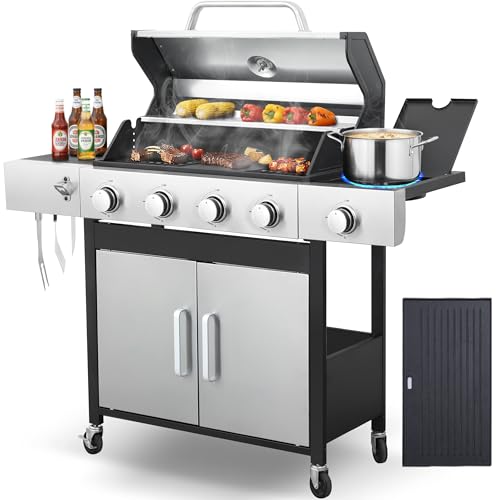 IdeaMaxx Propane Gas Grill 4 Burner Griddle Combo