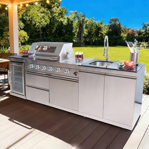 98 Inches Outdoor Kitchen Island, 4-Burner 72000 BTU...