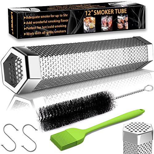 Smoke Tube for Pellet Smoker, 12'' Smoker Tube, Stainless...