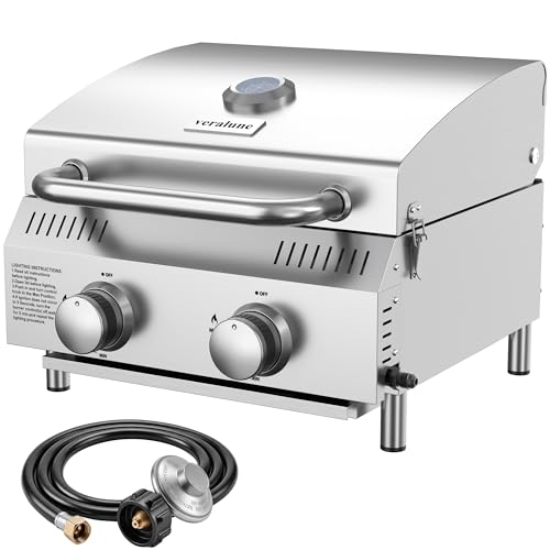 Veralune 2-Burner Tabletop Gas Grill, 22000 BTU Stainless...