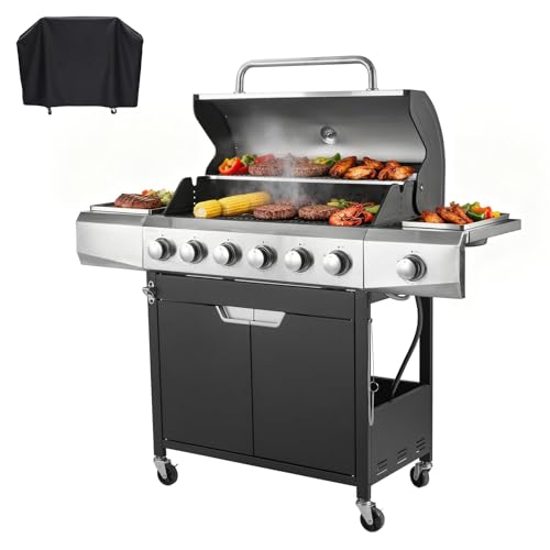 Endark 6-Burner Propane Gas Grill with Side Burner