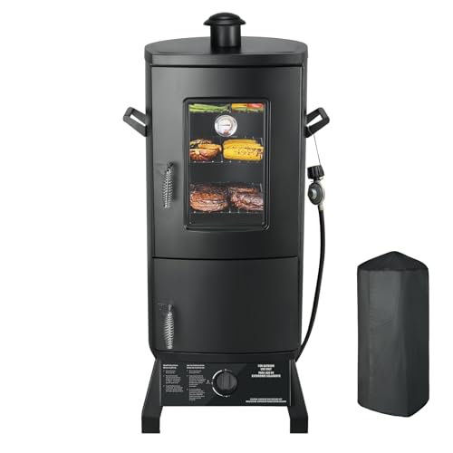 Propane Smoker with Cover, Vertical Meat Gas Smoker Grill