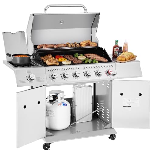 Royal Gourmet GA6402S 6-Burner Propane Gas Grill with Side...