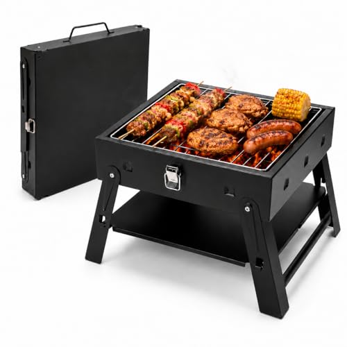 Small Portable BBQ Charcoal Grill: Mini Foldable Table Top