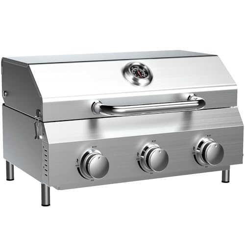 Bestfire 3-Burner Tabletop Gas Grill, 30,000 BTU Portable.