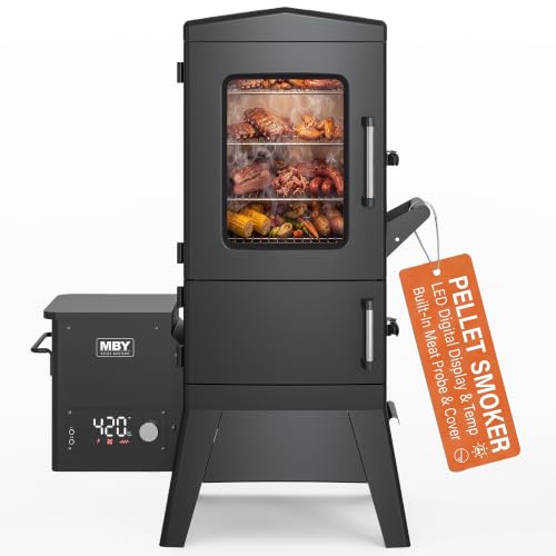 Vertical Digital Electric Pellet Smoker with Meat Probe.