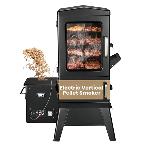 Vertical Pellet Smoker with Cover & Meat Probe