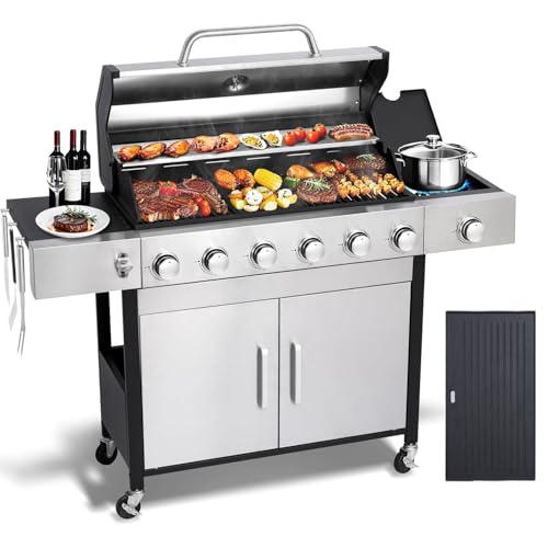 GRILL DEPOTS 6 Burner Propane Gas Grill with Side Burner