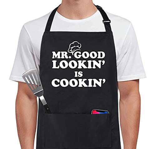 Xornis 100% Cotton Funny Aprons for Men, Adjustable Bib